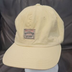 Rare Vintage 90s Ralph Lauren Polo Chino Soft Yellow Adjustable Baseball Cap Hat